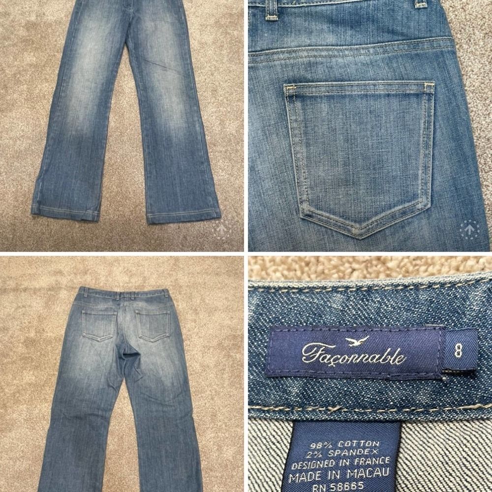 Faconnable bootcut jeans womens sz 8 high rise medium wash stretch denim retro